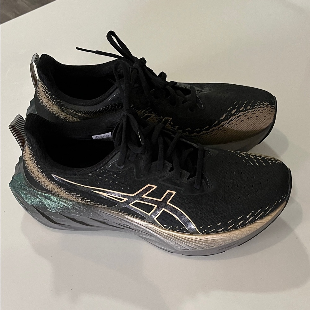 Asics Black and Metallic Running Shoes